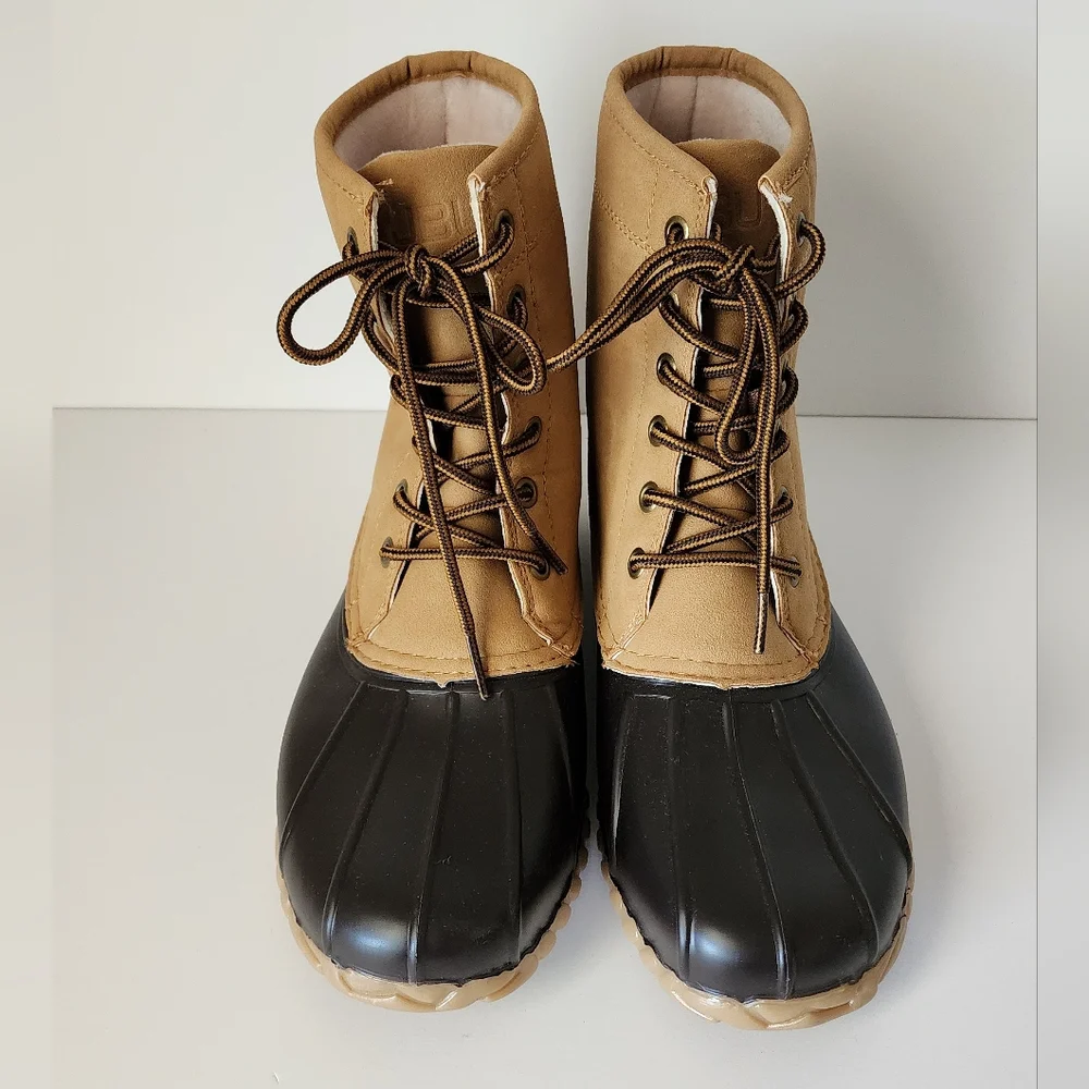 JBU Mens Maine Waterproof Duck Dark Tan/Beige Size 9M Boots